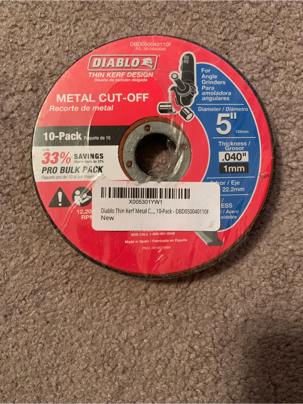 Diablo Thin Kerf Metal Cut-Off Discs - 5" Dia, 0.04" Thick - 10-Pack
Premium Alu